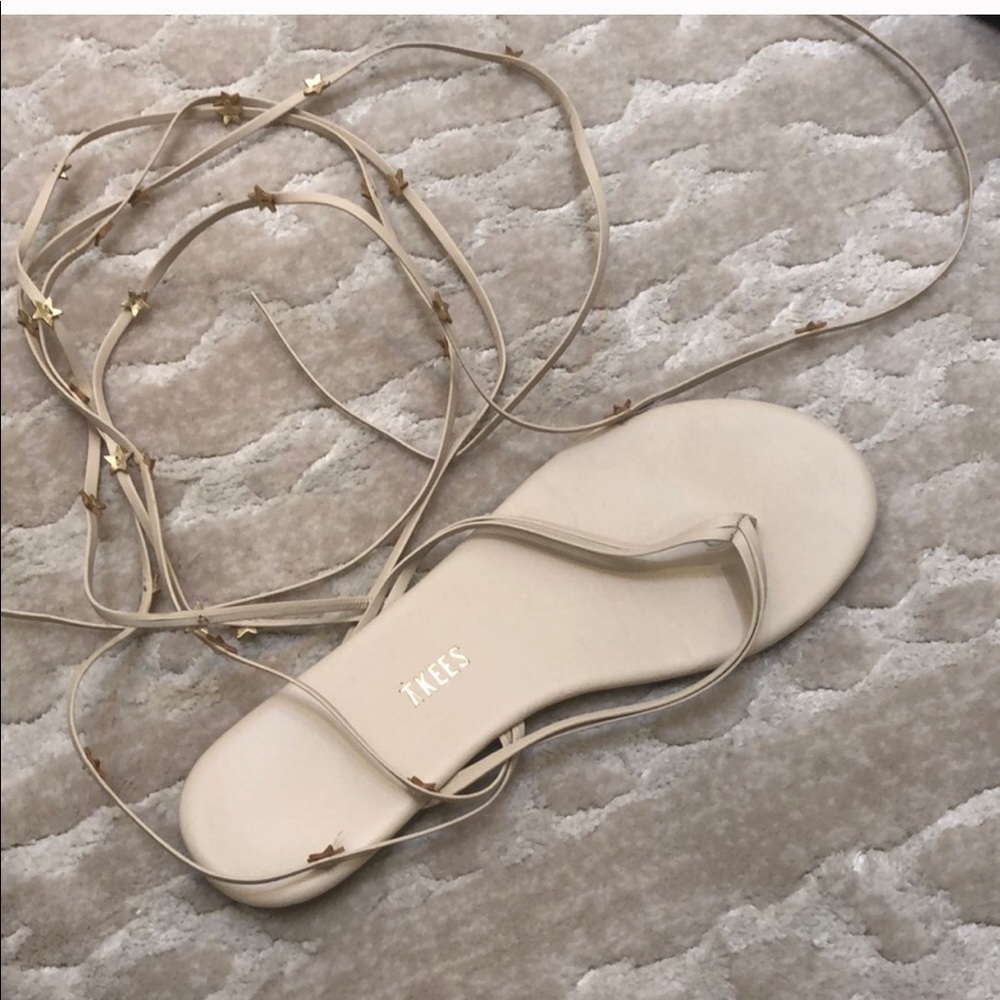 TKEES nude star lace up sandals